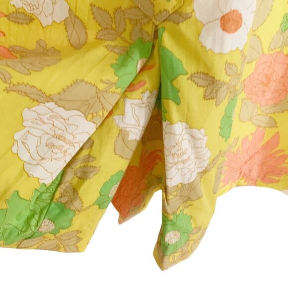 Vintage 70's Vibe Yellow Floral Button Front Long Sleeve Shorts Romper 13/14 - Picture 5 of 8